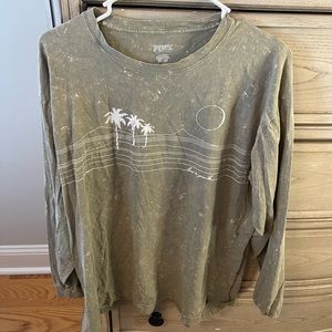 PINK olive green acid wash graphic t-shirt
